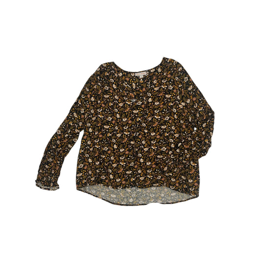 Blouse Ls By Knox Rose In Black & Brown, Size:L