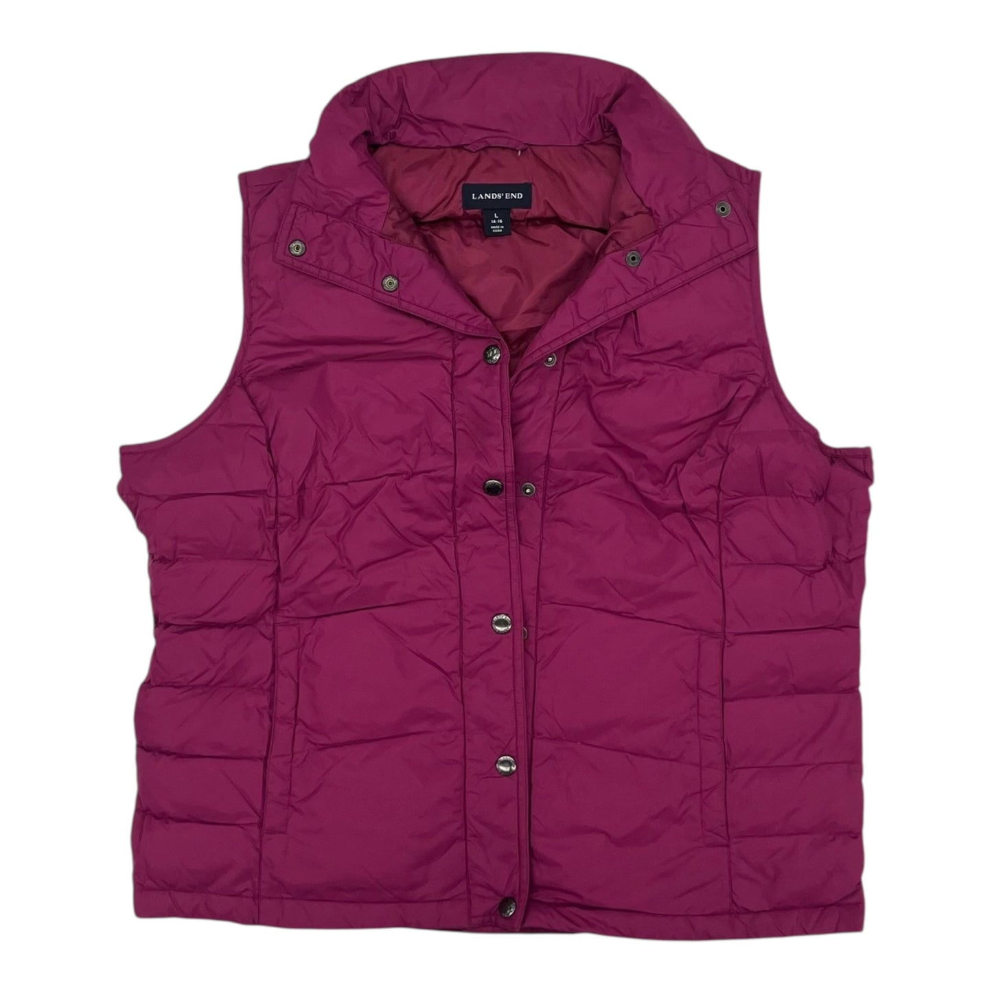 Vest Puffer & Quilted By Lands End In Pink, Size:L