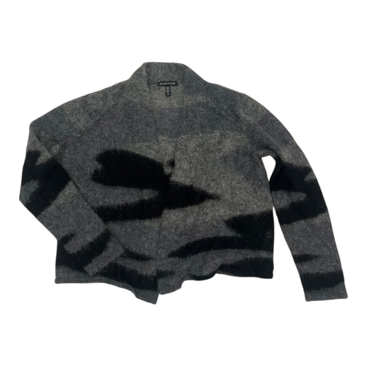 Sweater Cardigan By Eileen Fisher In Black & Grey, Size:S