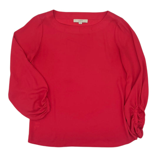 Blouse Ls By Loft In Pink, Size:Xs
