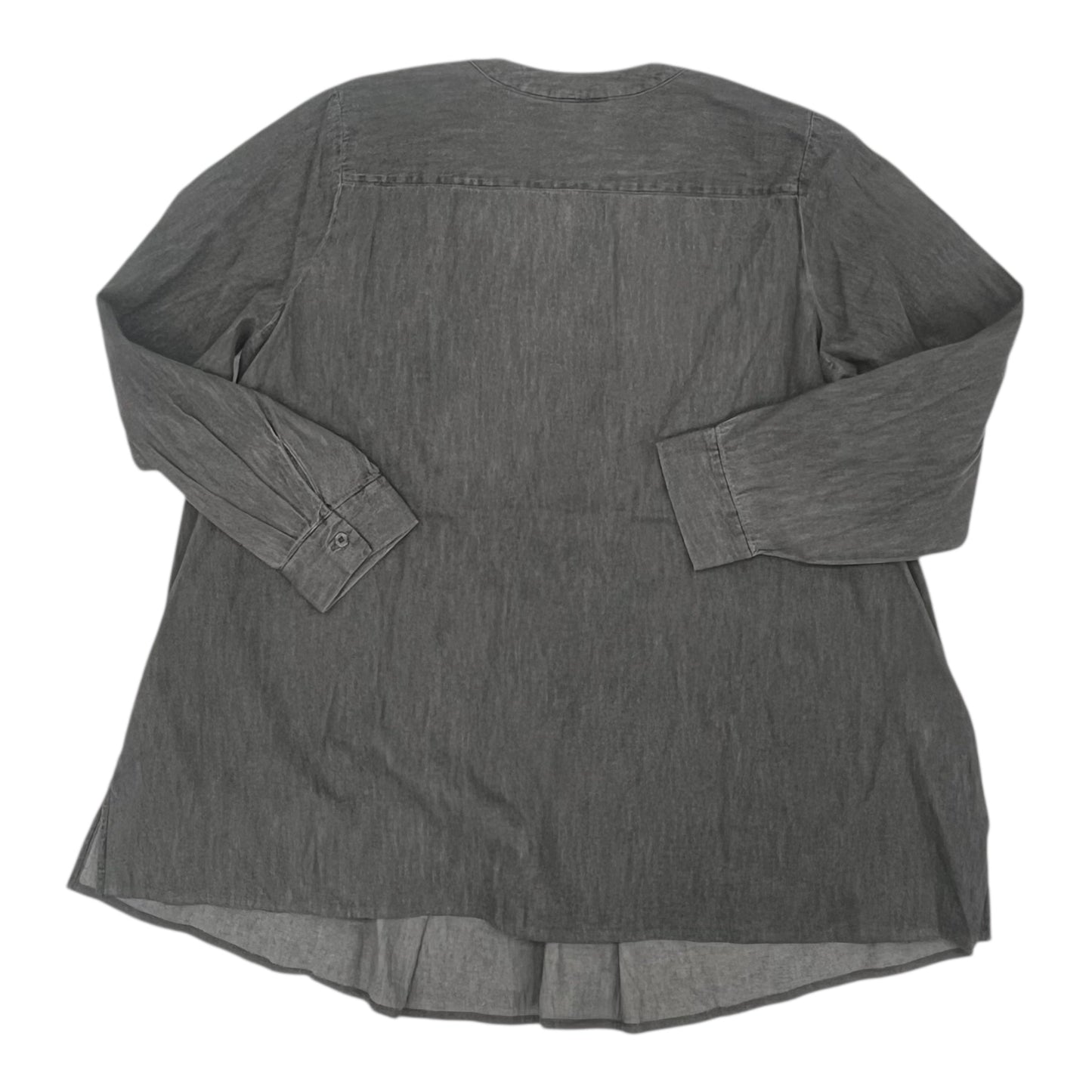 Blouse Ls By Joan Rivers In Grey Denim, Size:1X