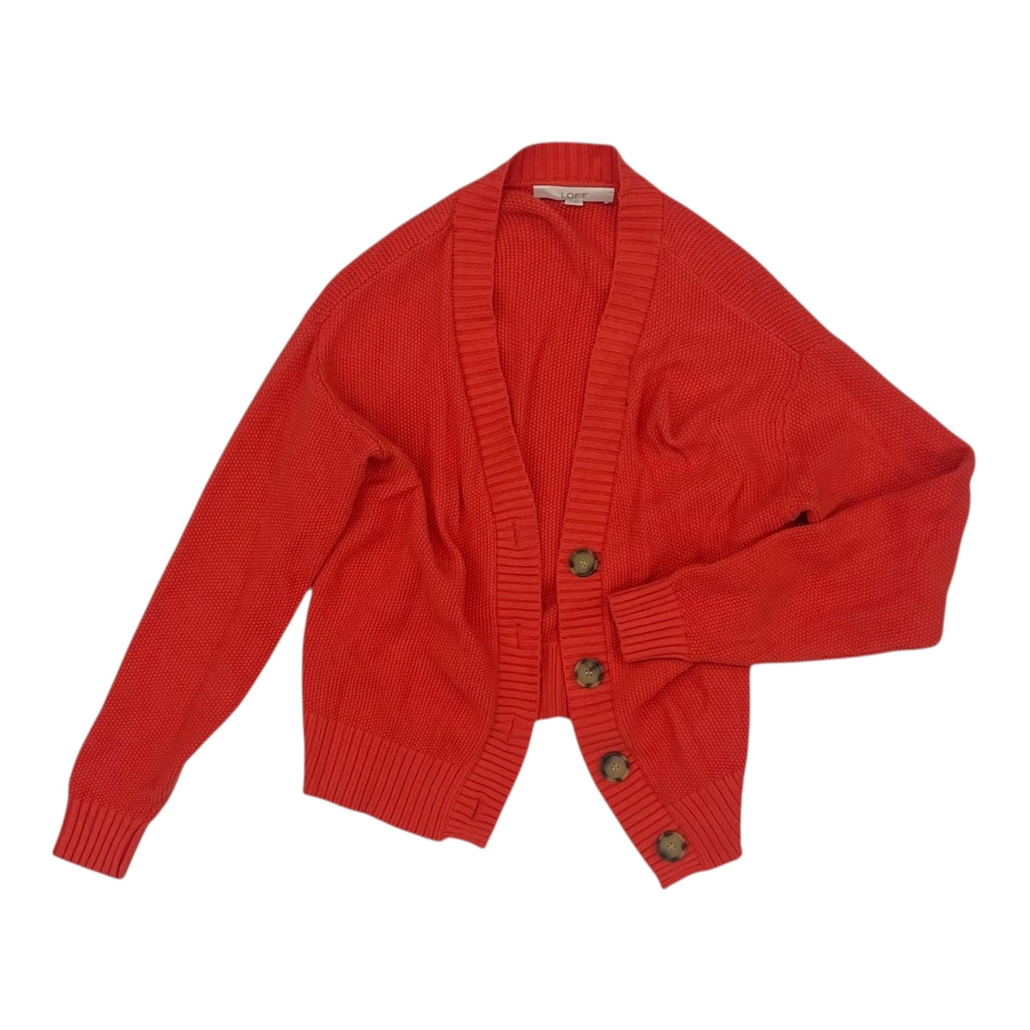 Sweater Cardigan By Loft In Orange, Size:Xs