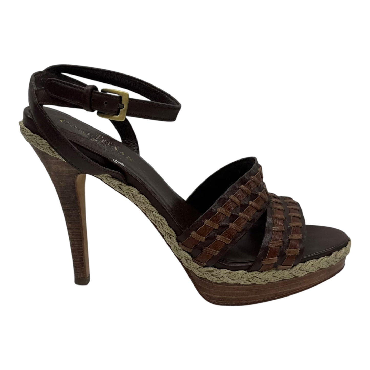 Sandals Heels Wedge By Cole-Haan In Brown, Size:7.5