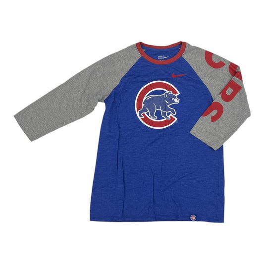 Athletic Top Ls Crewneck By Nike Apparel In Blue & Grey, Size:M