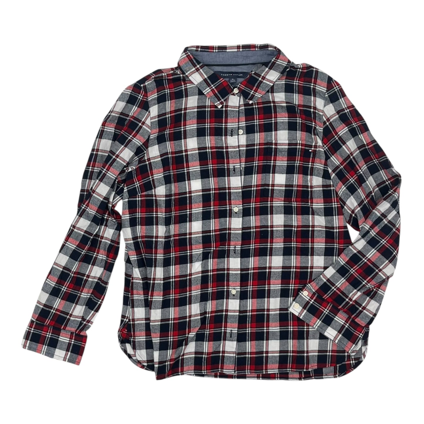 Top Ls By Tommy Hilfiger In Plaid Pattern, Size:Xl