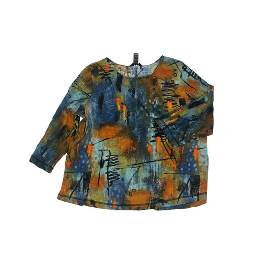 Top 3/4 Sleeve By Ali Miles In Multi, Size:1X