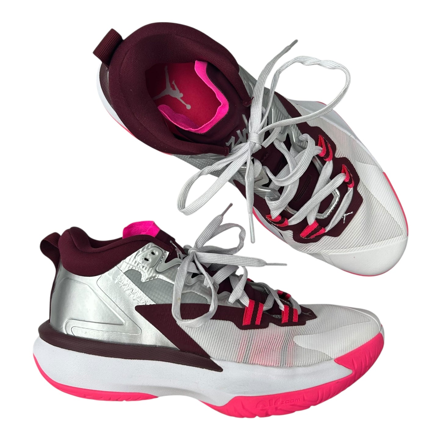 Shoes Luxury Designer By Jordan In Pink & White, Size:12.5