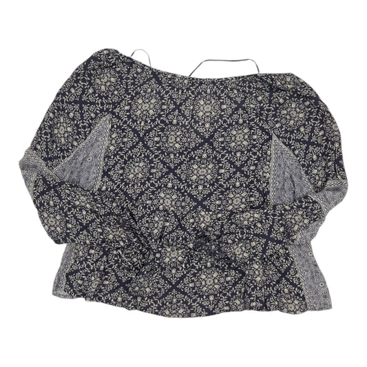 Blouse Ls By Zara In Blue & Cream, Size:L