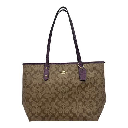 Tote Designer By Coach In Tan, Size:Large