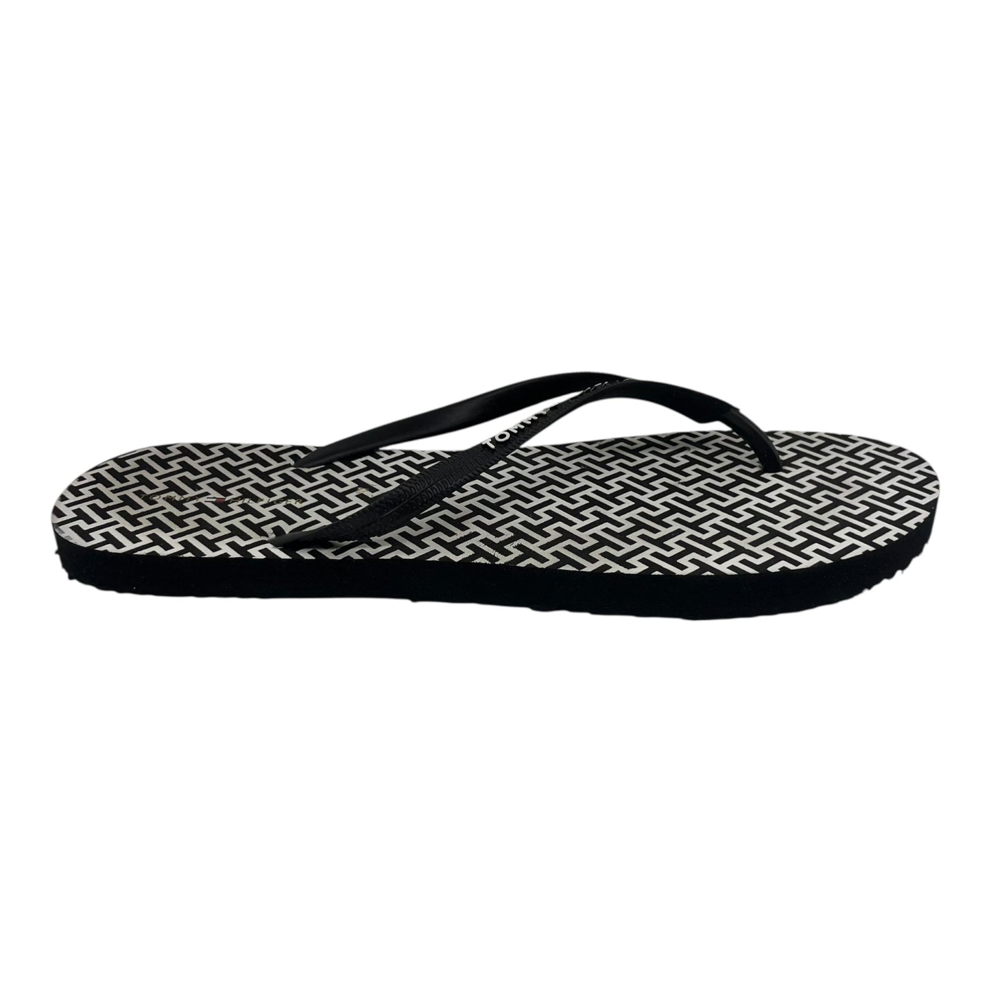 Sandals Flip Flops By Tommy Hilfiger In Black & Cream, Size:11