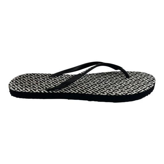 Sandals Flip Flops By Tommy Hilfiger In Black & Cream, Size:11