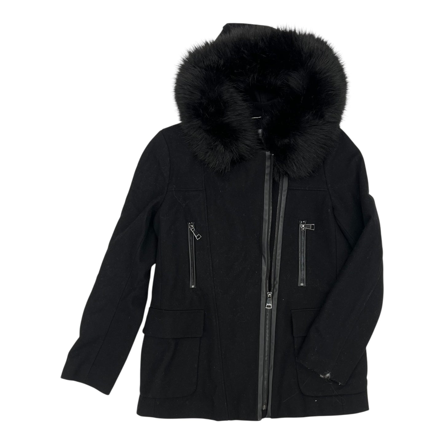 Coat Wool By Calvin Klein In Black, Size:Xs