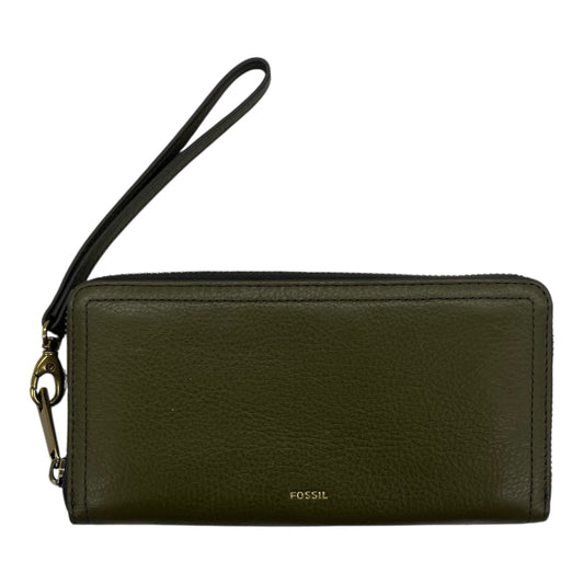 Wallet Leather By Fossil In Green, Size:Large