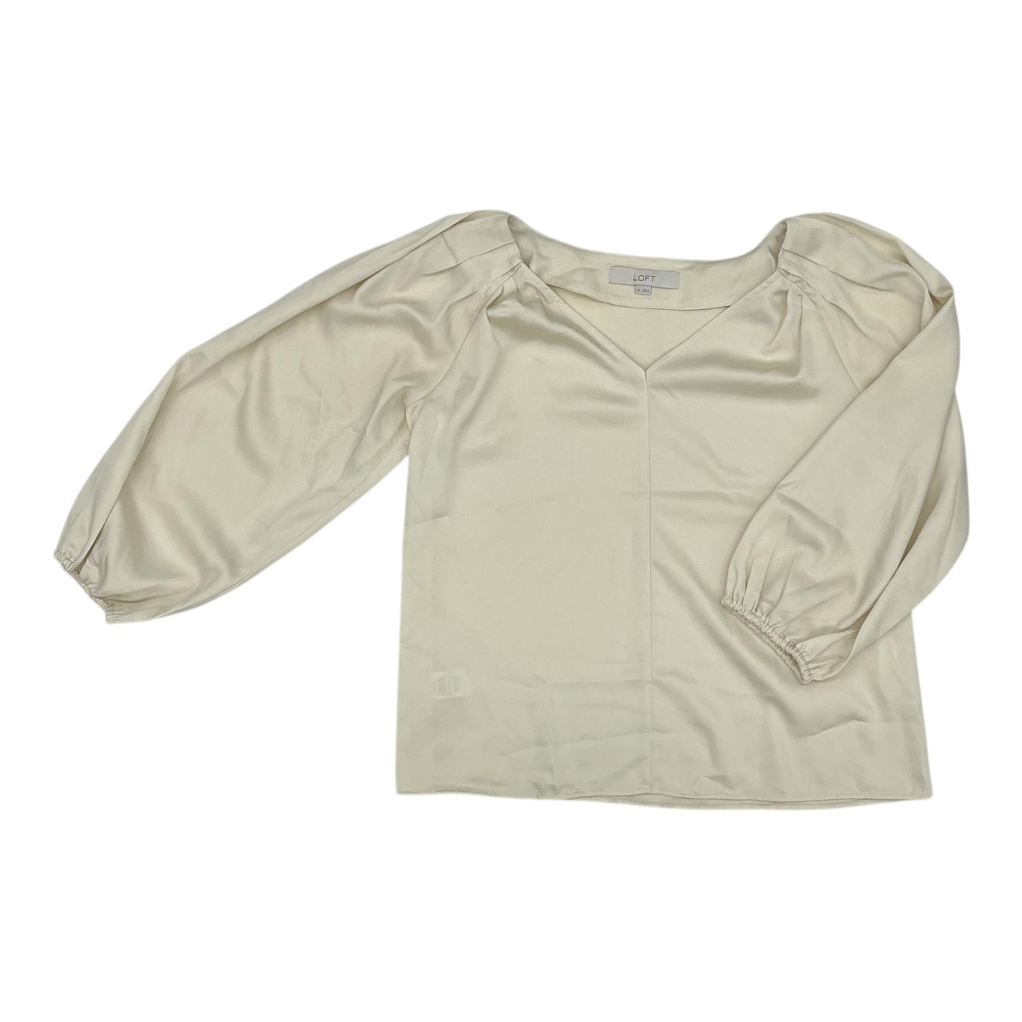 Blouse Ls By Loft In Tan, Size:Xs