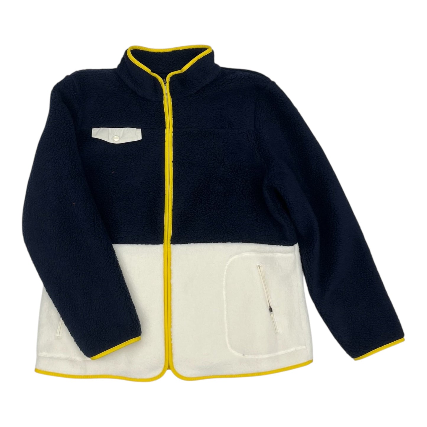 Jacket Faux Fur & Sherpa By Talbots In Blue & White, Size:Xl