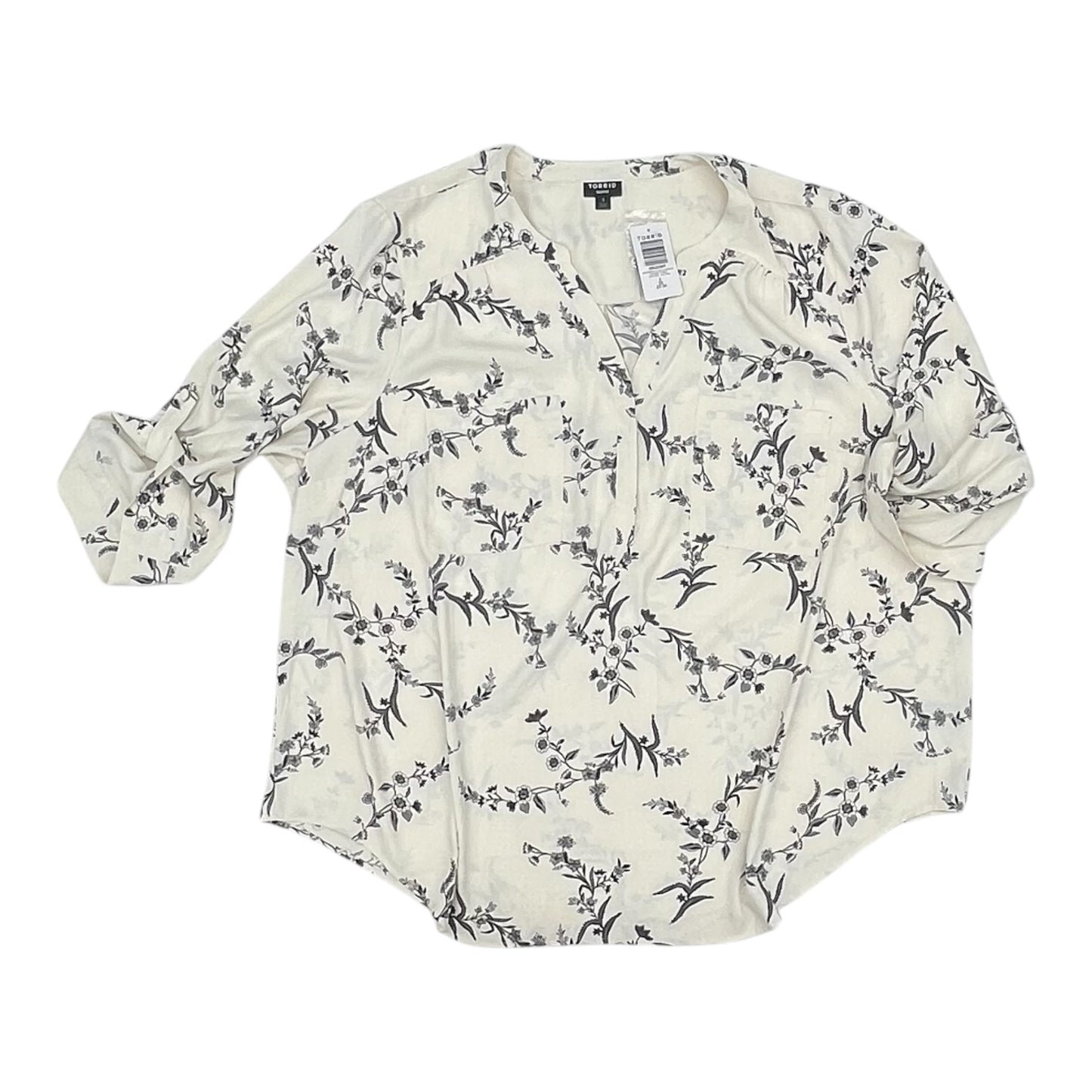 Blouse 3/4 Sleeve By Torrid In Cream, Size:3X