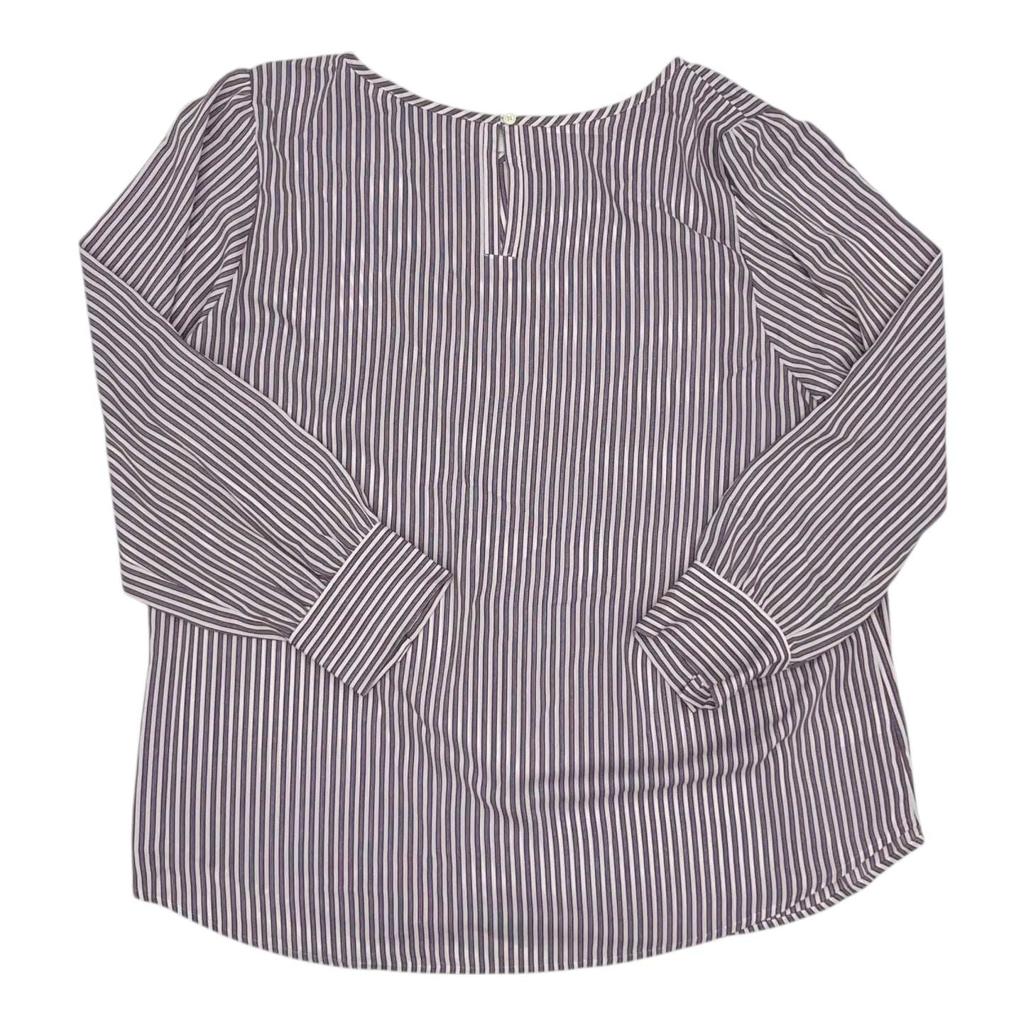 Blouse Ls By Loft In Striped Pattern, Size:1X