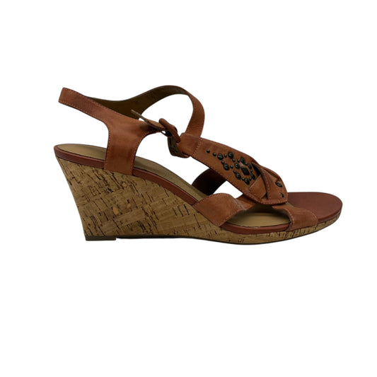 Sandals Heels Wedge By Clarks In Orange, Size:8