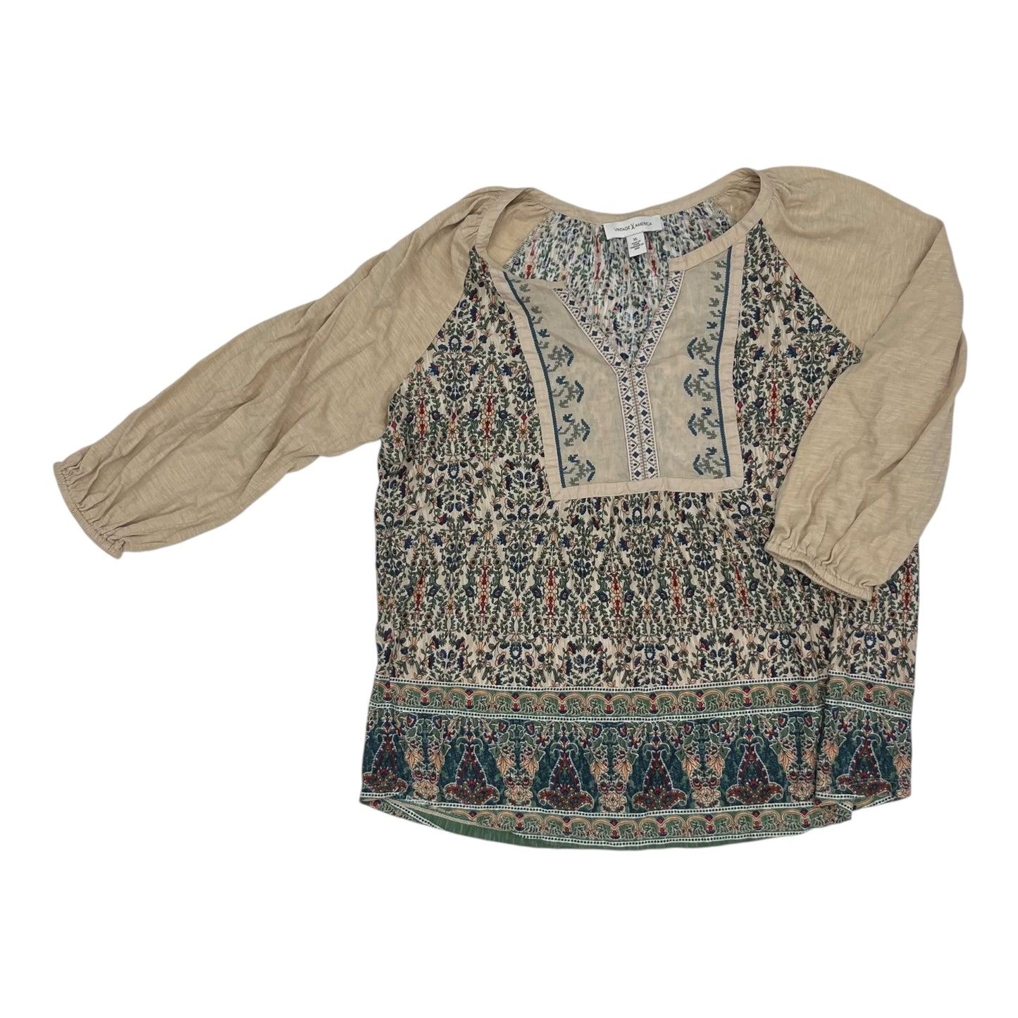 Top 3/4 Sleeve By Vintage America In Multi, Size:Xl