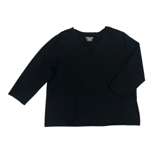 Top 3/4 Sleeve Basic By Chicos In Black, Size:Xxl