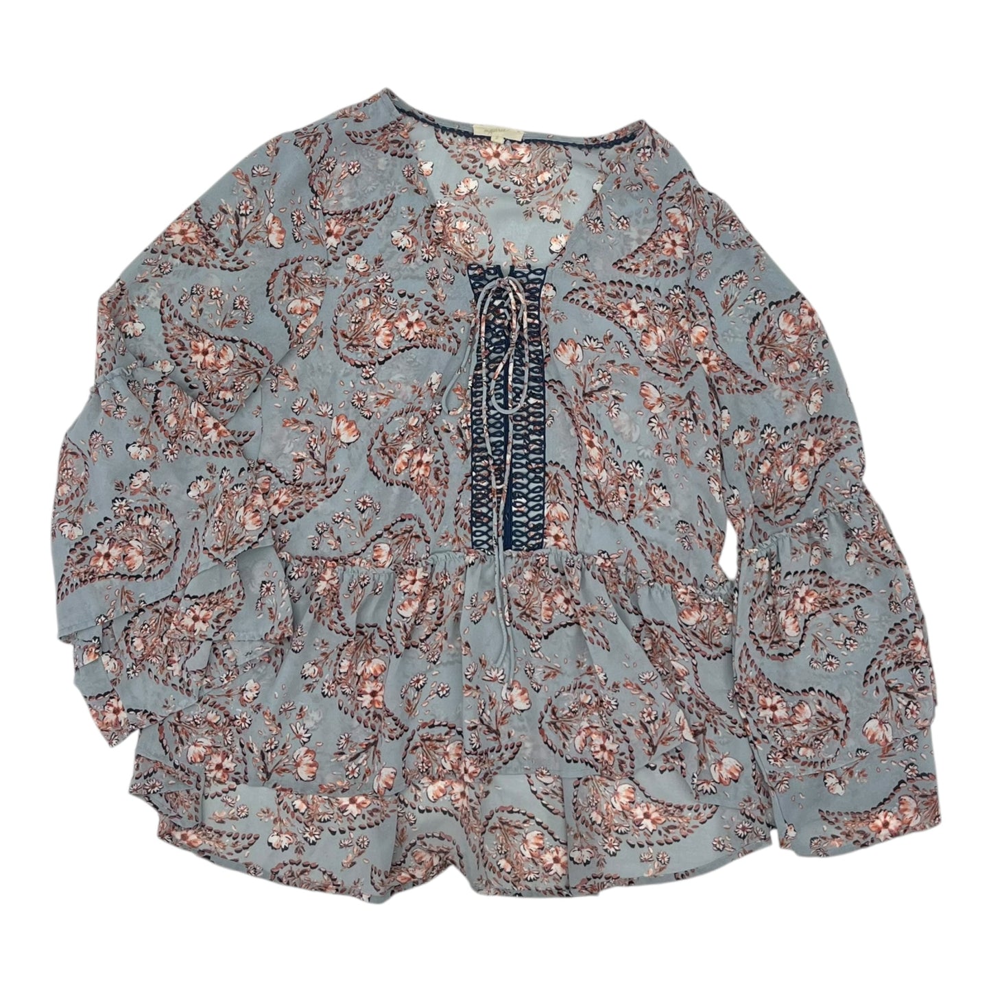 Blouse Ls By Mystree In Blue, Size:S