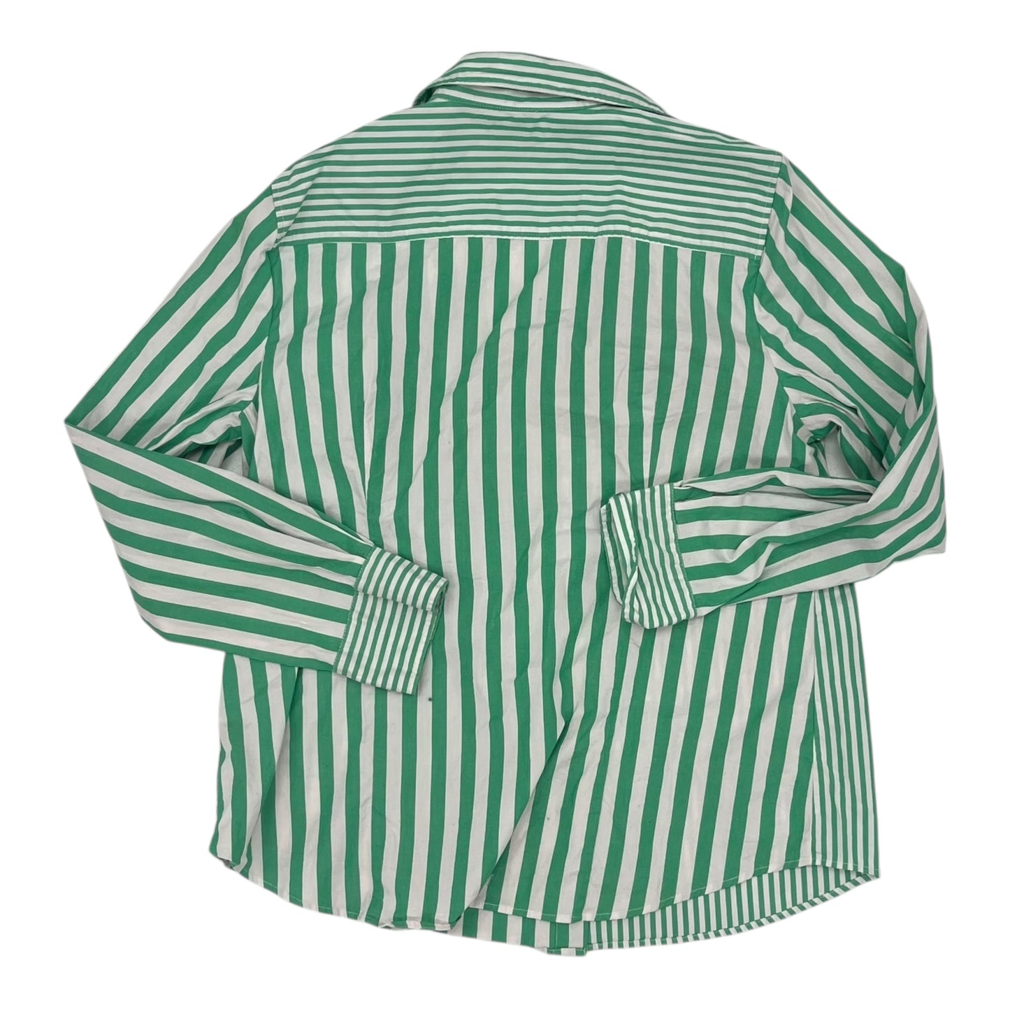 Blouse Ls By J. Crew In Green & White, Size:Xl