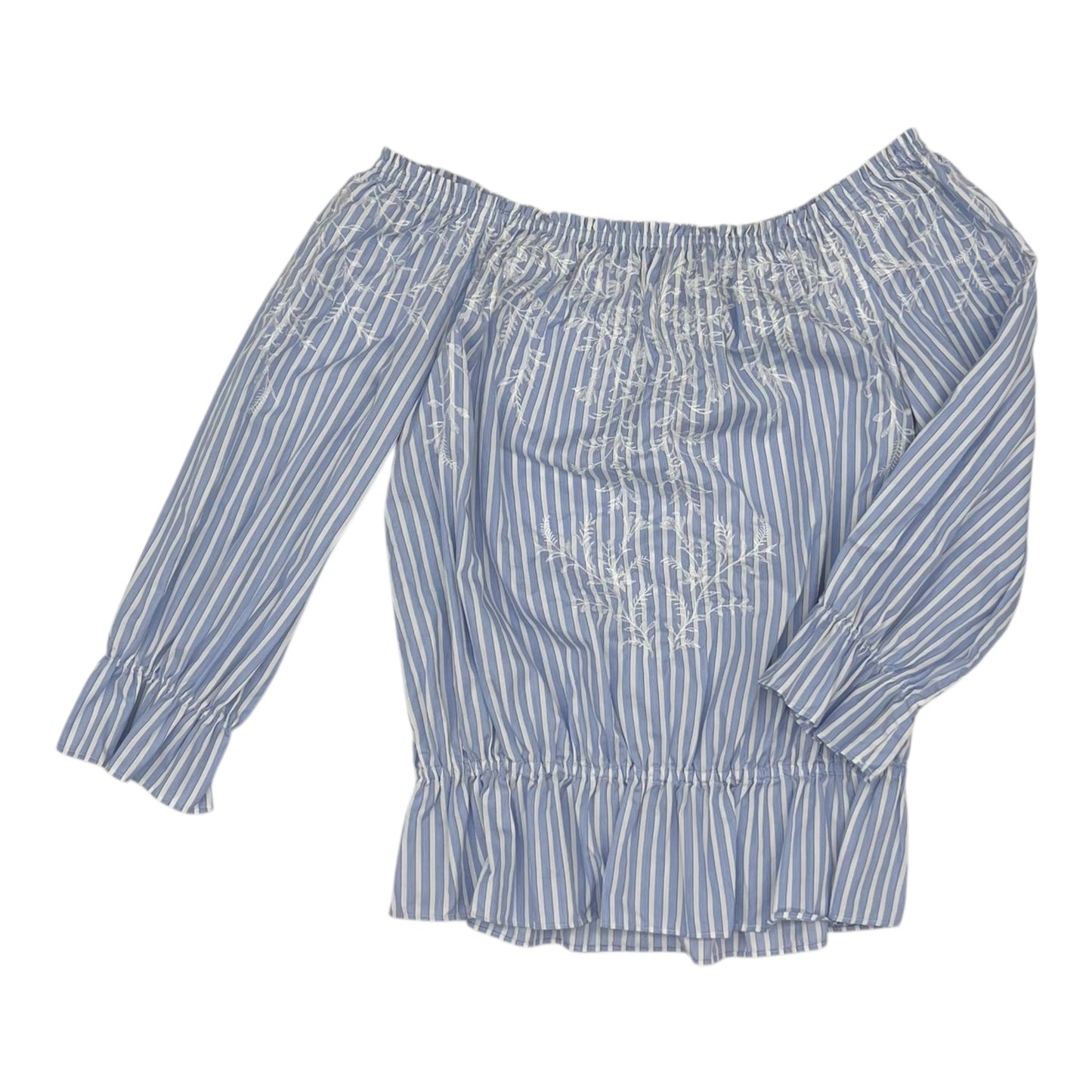 Top 3/4 Sleeve By White House Black Market In Blue & White, Size:M