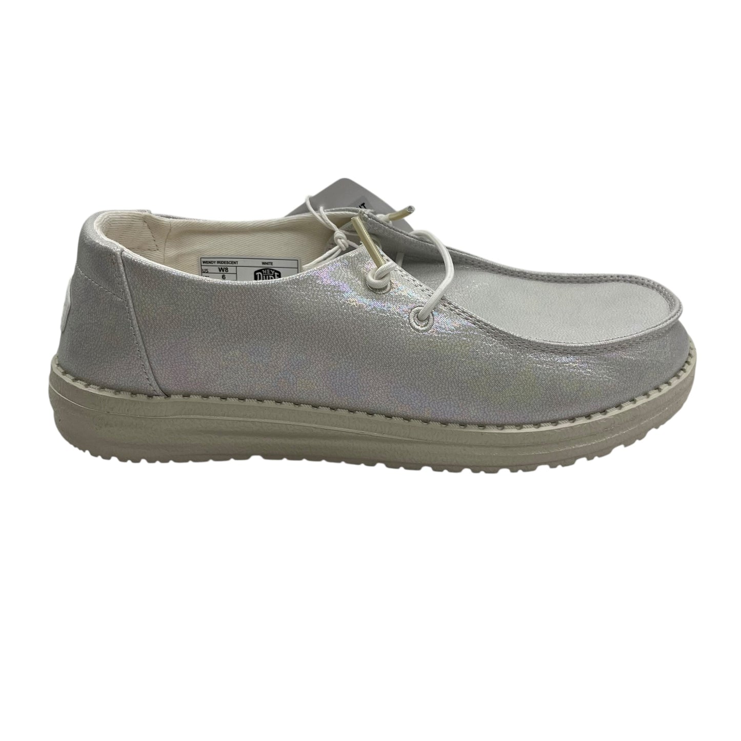 Shoes Flats By Hey Dude In Silver, Size:8