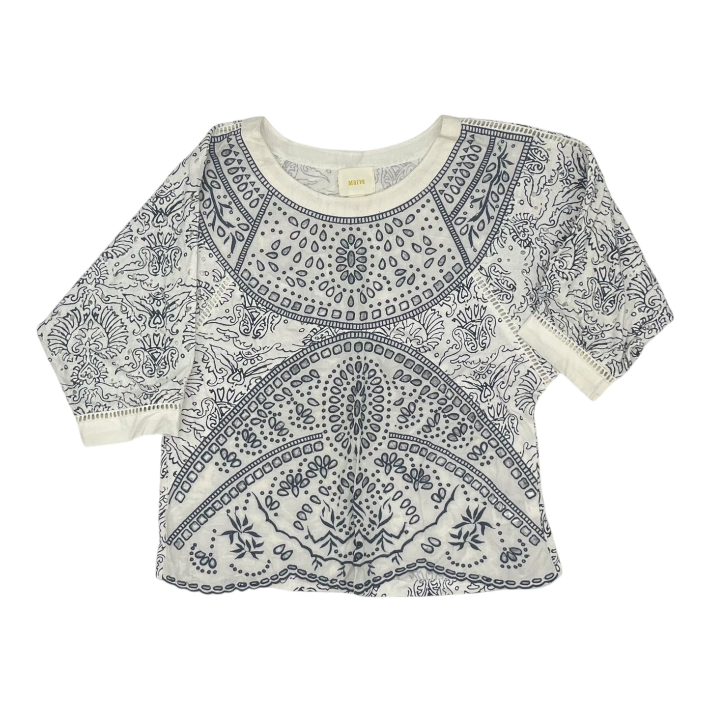 Blouse Ss By Maeve In Blue & White, Size:S