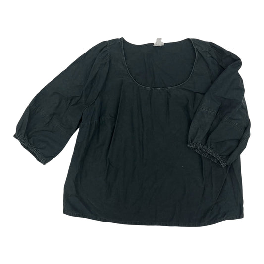 Blouse 3/4 Sleeve By Ava & Viv In Black, Size:2X
