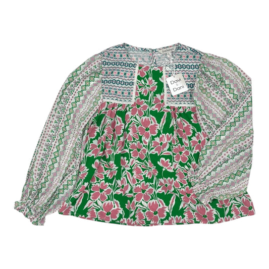 Blouse Ls By Davi & Dani In Green & White, Size:S