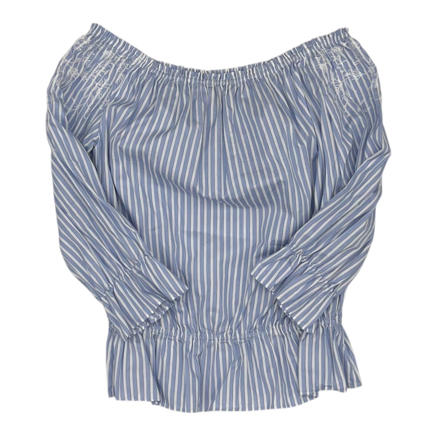 Top 3/4 Sleeve By White House Black Market In Blue & White, Size:M