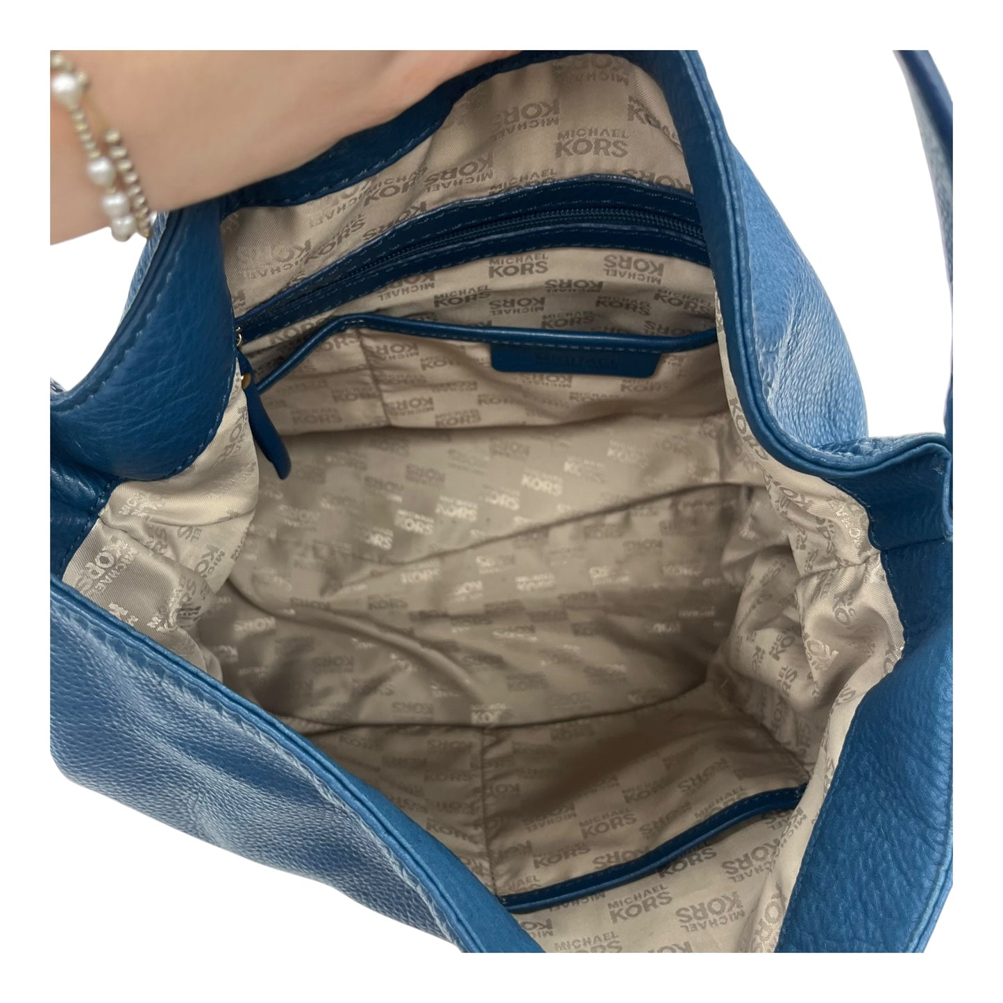 Handbag Designer By Michael Kors In Blue, Size:Large