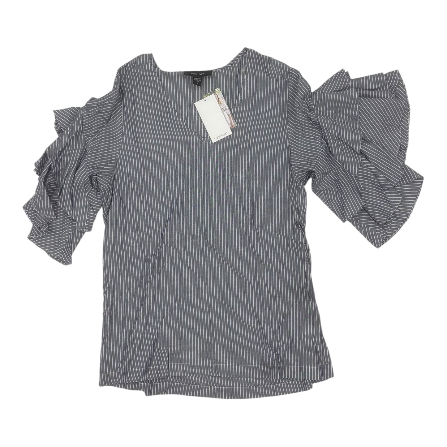 BLOUSE 3/4 SLEEVE by KAREN KANE In BLUE & WHITE, Size: S