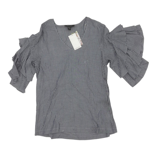 BLOUSE 3/4 SLEEVE by KAREN KANE In BLUE & WHITE, Size: S