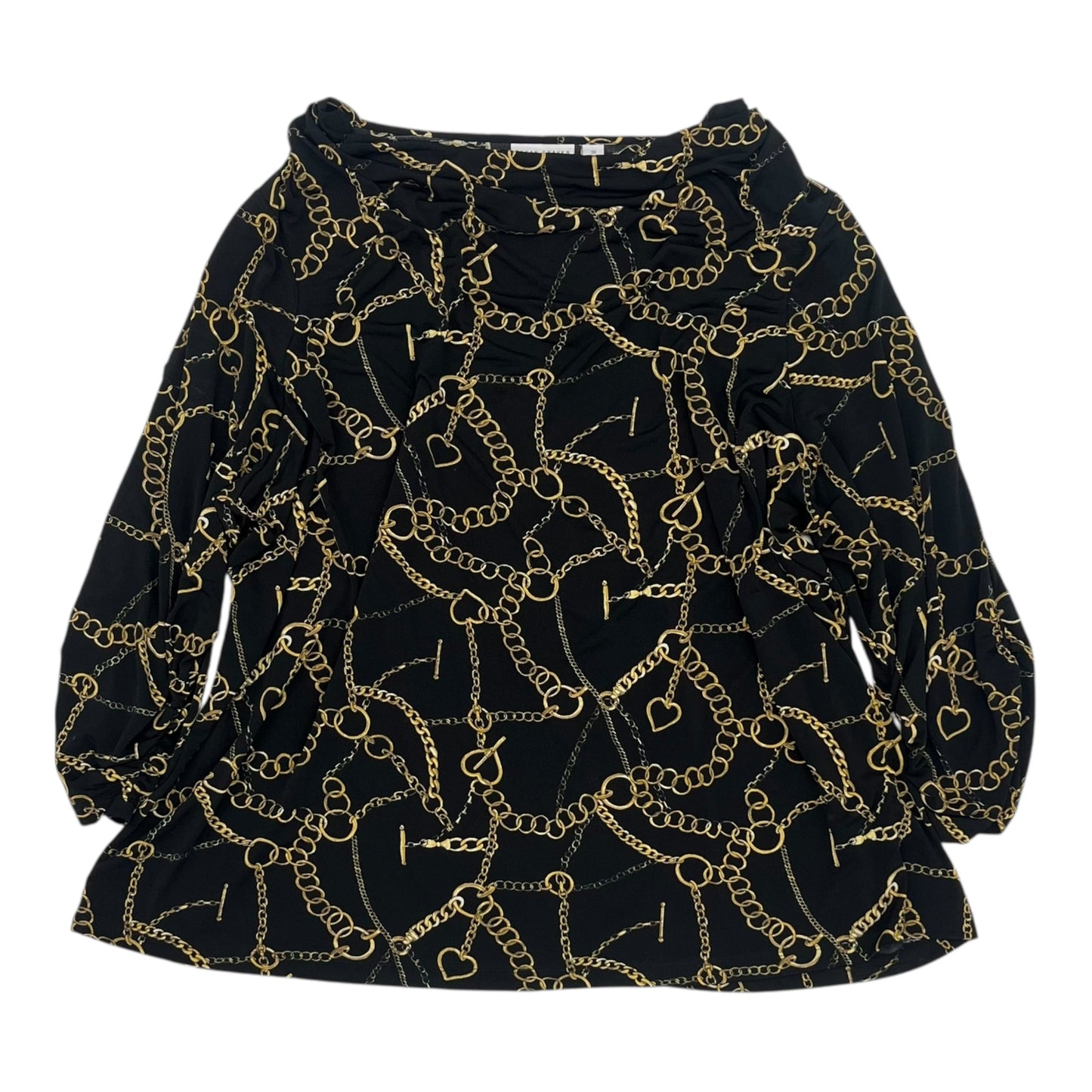 Blouse 3/4 Sleeve By Susan Graver In Black, Size:3X