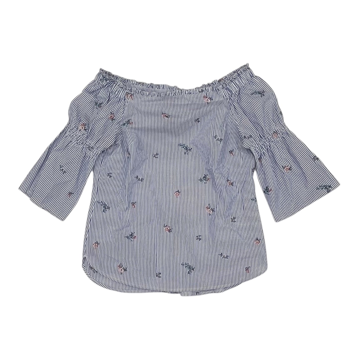 Top 3/4 Sleeve By White House Black Market In Blue & White, Size:S