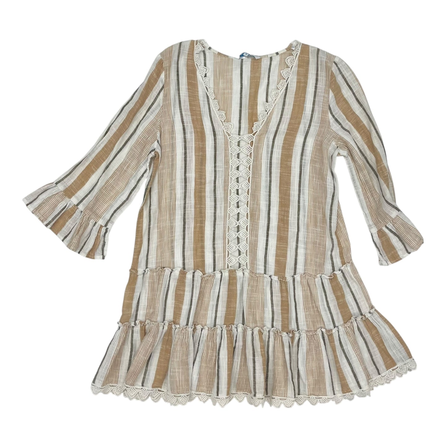 Swimwear Cover-Up By Clothes Mentor In Cream & White, Size:M