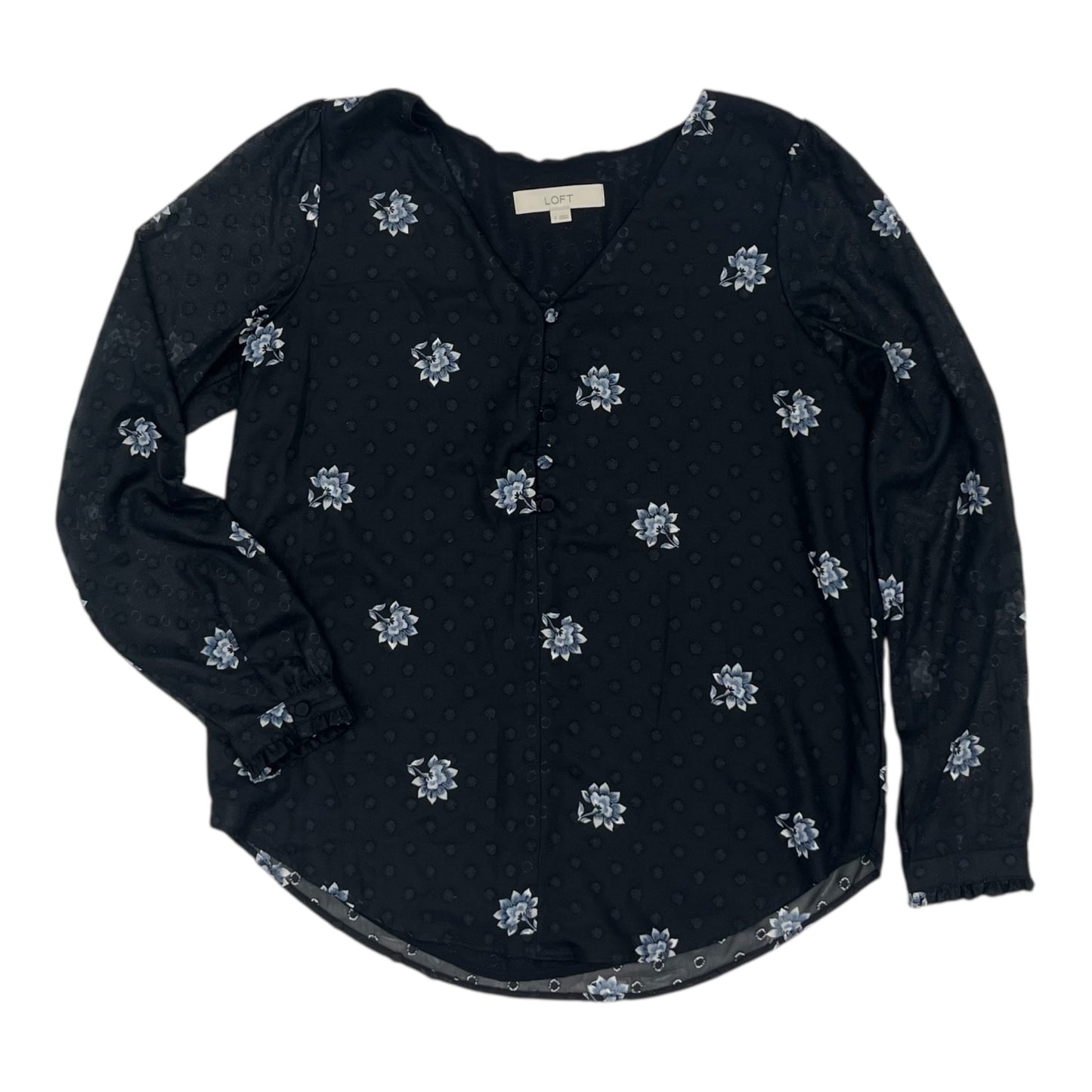 Blouse Ls By Loft In Blue, Size:S