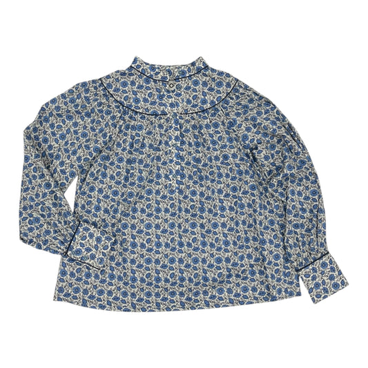 Blouse Ls By Clothes Mentor In Blue & Cream, Size:M