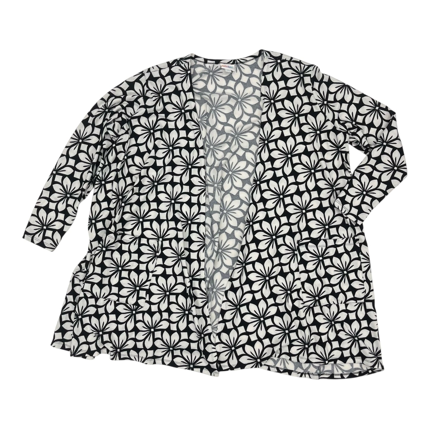 Sweater Cardigan By Lularoe In Black & White, Size:2X