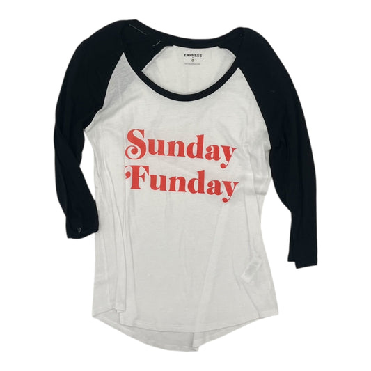 Top 3/4 Sleeve By Express In Black & White, Size:Xs