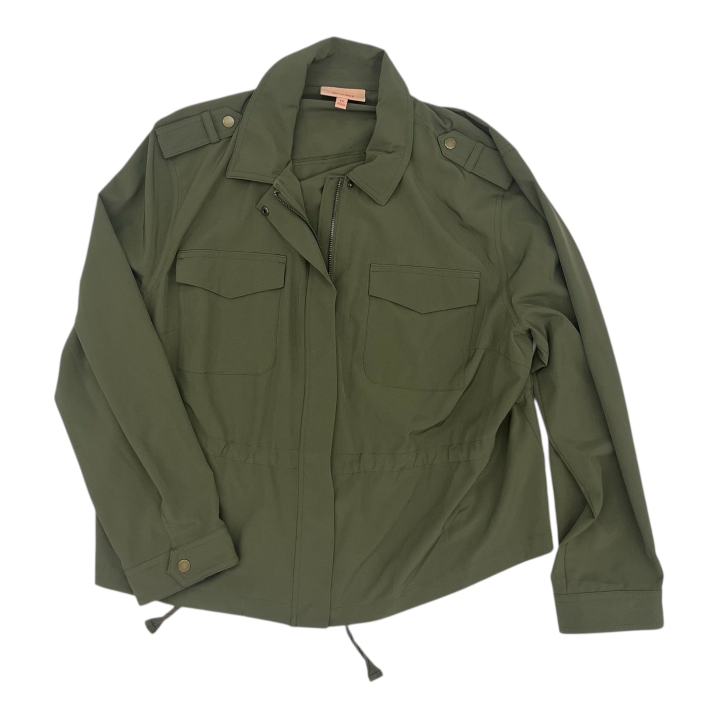 Jacket Moto By Clothes Mentor In Green, Size:1X
