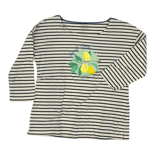 Top 3/4 Sleeve By Talbots In Black & Cream, Size:M