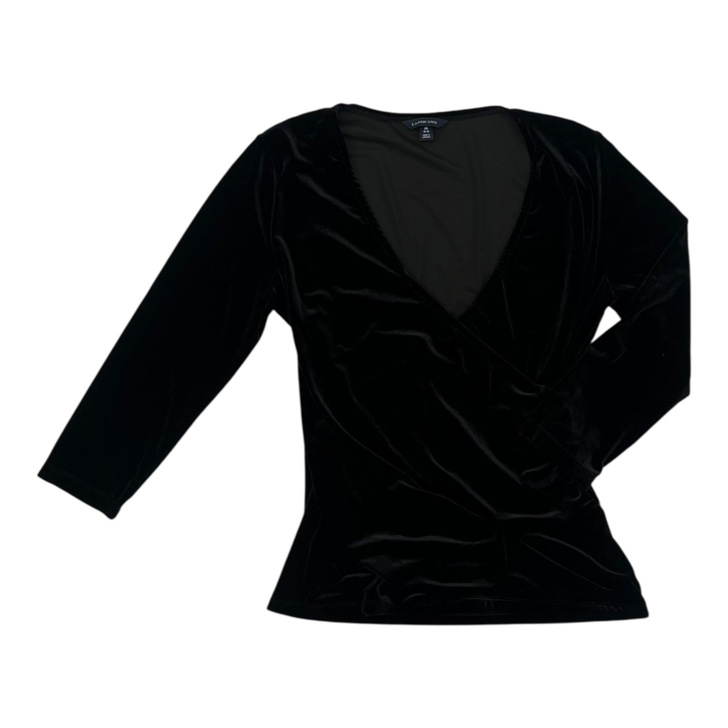Blouse 3/4 Sleeve By Lands End In Black, Size:M