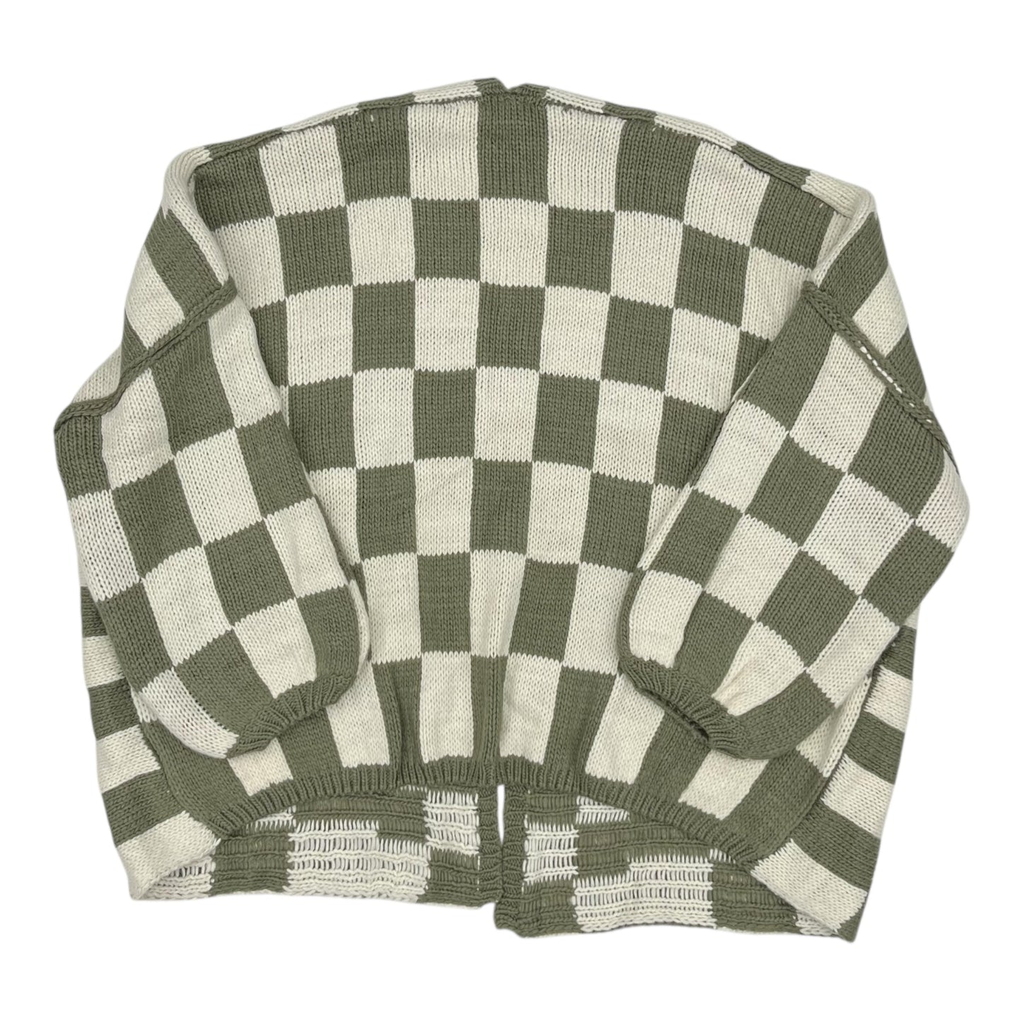 Sweater Cardigan By Clothes Mentor In Cream & Green, Size:L