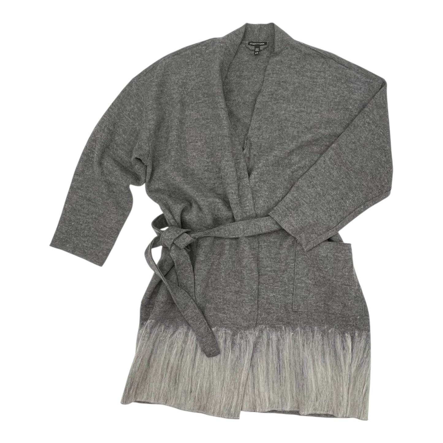 Sweater Cardigan By Eileen Fisher In Grey, Size:L