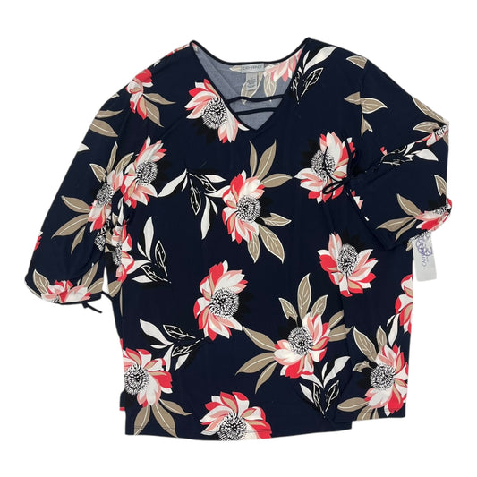 Blouse 3/4 Sleeve By Catherines In Navy, Size:4X