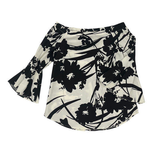 Top 3/4 Sleeve By White House Black Market In Black & Cream, Size:S