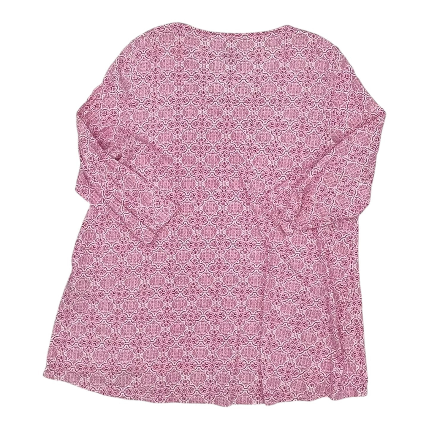 TOP 3/4 SLEEVE by CHICOS in PINK & WHITE, Size:L